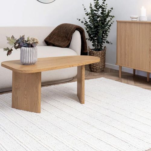 Tapis 160x230cm Tissé Main Bouclettes Ivoire Lignes En Relief - Yorick