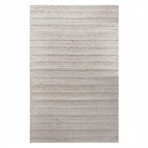 Tapis 160x230cm Tissé Main Bouclettes Ivoire Lignes En Relief - Yorick