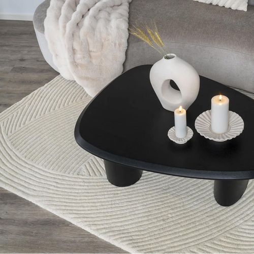 Tapis 200x300cm Tufté Main Ivoire Lignes Courbes En Relief - Linus