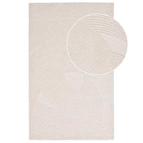 Tapis 200x300cm Tufté Main Ivoire Lignes Courbes En Relief - Linus