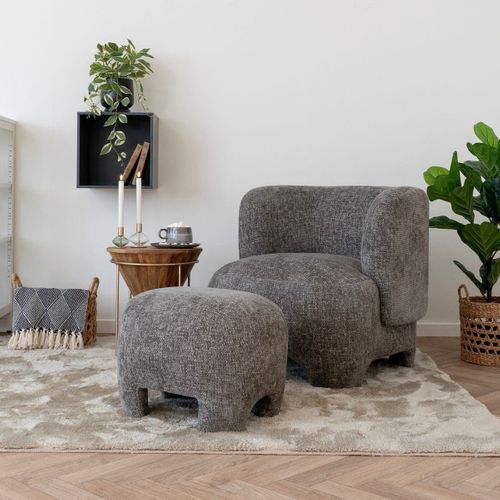 Fauteuil Crapaud Design Tissu Bouclette Marron - Rakel