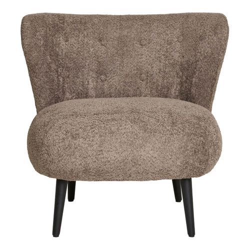 Fauteuil Crapaud Design Tissu Bouclette Marron Foncé - Aron