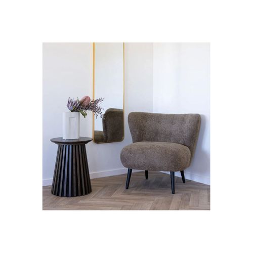 Fauteuil Crapaud Design Tissu Bouclette Marron Foncé - Aron