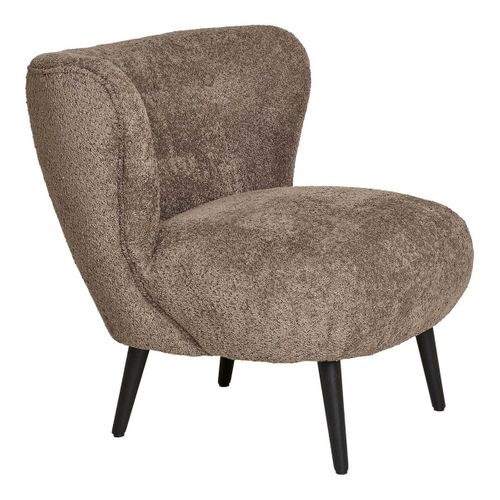 Fauteuil Crapaud Design Tissu Bouclette Marron Foncé - Aron