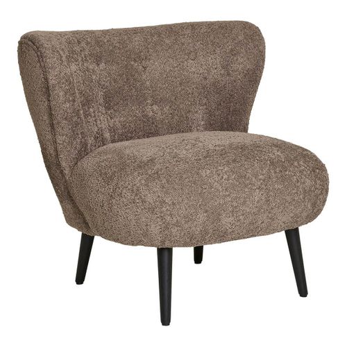 Fauteuil Crapaud Design Tissu Bouclette Marron Foncé - Aron
