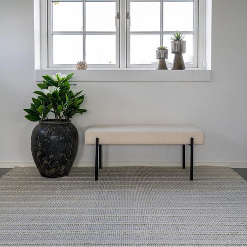 Tapis 200x300cm Tissé Main Bouclettes Ivoire Lignes En Relief - Yorick