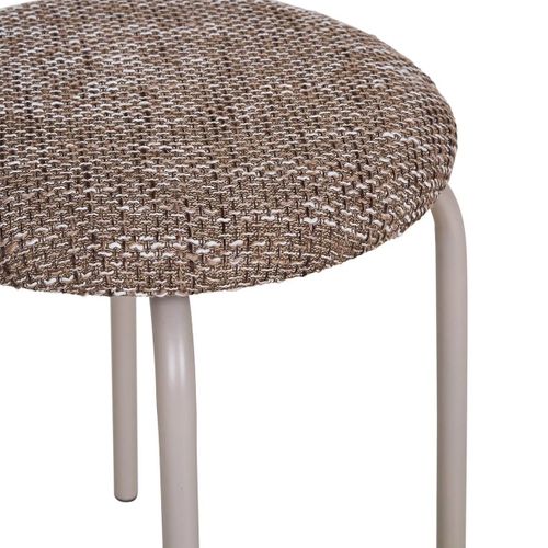 Tabouret Pieds Métalliques Assise Tissu Bouclettes Marron - Hasma