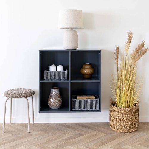 Tabouret Pieds Métalliques Assise Tissu Bouclettes Marron - Hasma