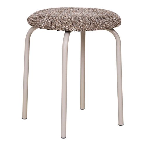 Tabouret Pieds Métalliques Assise Tissu Bouclettes Marron - Hasma