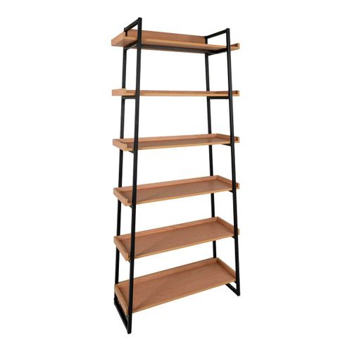 Etagère 6 Niveaux Mdf Structure Acier Noir - Sakaria