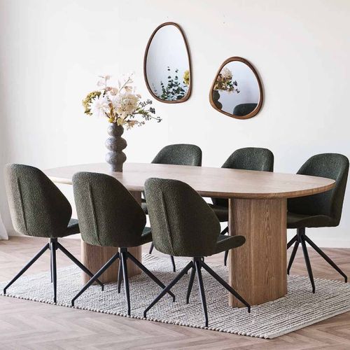 Table Repas Fixe Coins Arrondis 2 Piètements Larges Placage Frêne - Sierra