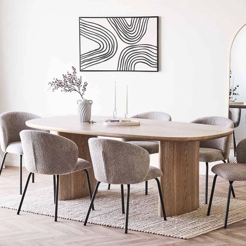 Table Repas Fixe Coins Arrondis 2 Piètements Larges Placage Frêne - Sierra