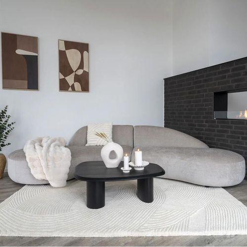 Table Basse Ovale 3 Pieds Placage Frêne Teinté Noir - Tanelia