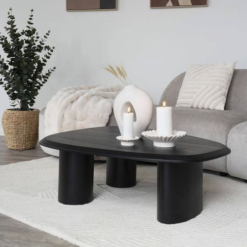 Table Basse Ovale 3 Pieds Placage Frêne Teinté Noir - Tanelia