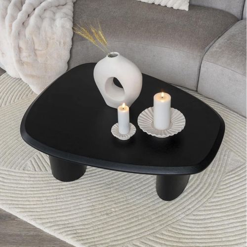 Table Basse Ovale 3 Pieds Placage Frêne Teinté Noir - Tanelia