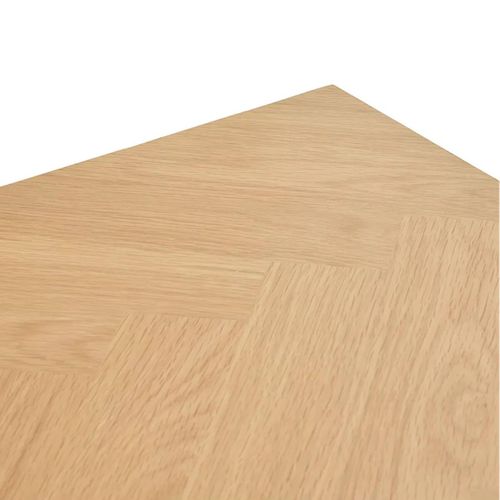 Table Basse Rectangulaire Placage Chêne à Motif Chevrons Pieds Teintés Noir - Viana