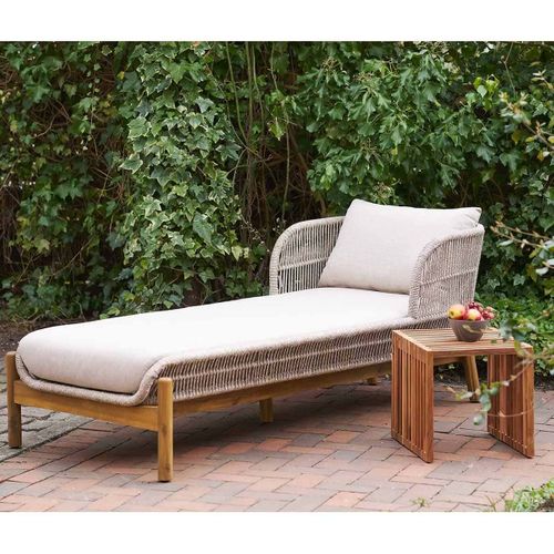 Bain De Soleil En Acacia Et Corde Beige Avec Coussins - Loriena