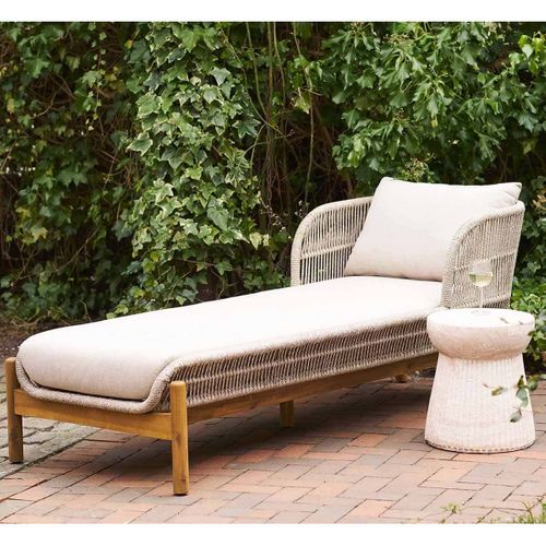 Bain De Soleil En Acacia Et Corde Beige Avec Coussins - Loriena