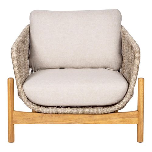 Fauteuil De Jardin En Acacia Et Corde Beige Avec Coussins - Loriena