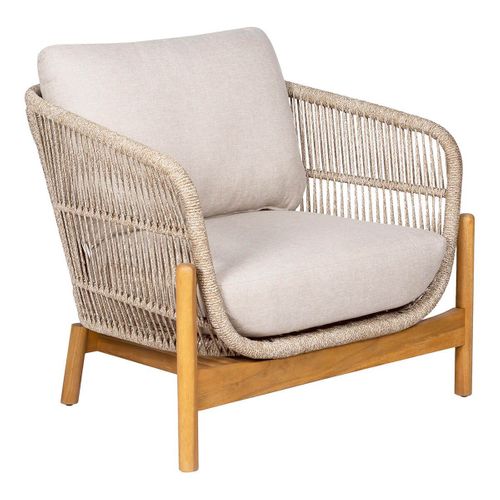 Fauteuil De Jardin En Acacia Et Corde Beige Avec Coussins - Loriena