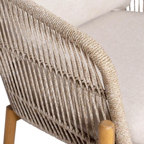 Fauteuil De Jardin En Acacia Et Corde Beige Avec Coussins - Loriena