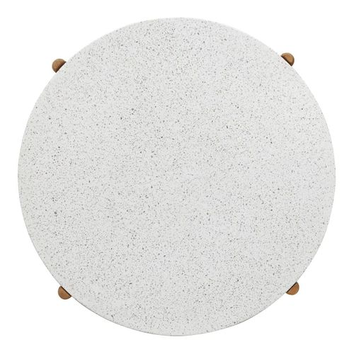 Table Basse Ronde Ø84,5cm En Acacia Plateau En Terrazzo - Loriena