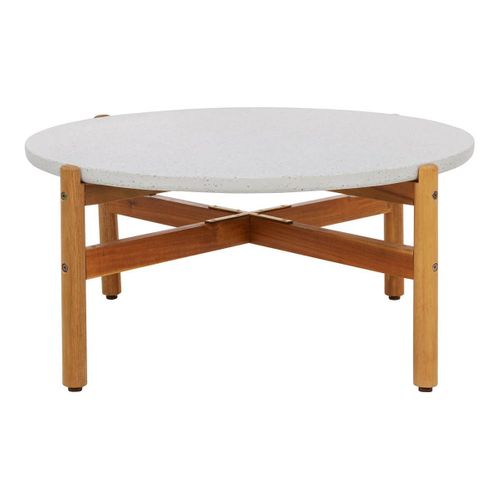 Table Basse Ronde Ø84,5cm En Acacia Plateau En Terrazzo - Loriena