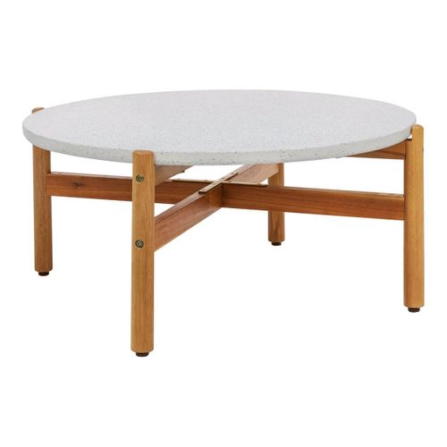 Table Basse Ronde Ø84,5cm En Acacia Plateau En Terrazzo - Loriena