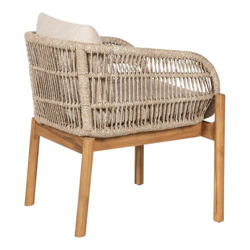 Lot De 2 Fauteuils De Table De Jardin En Acacia Et Corde Beige Avec Coussins - Loriena