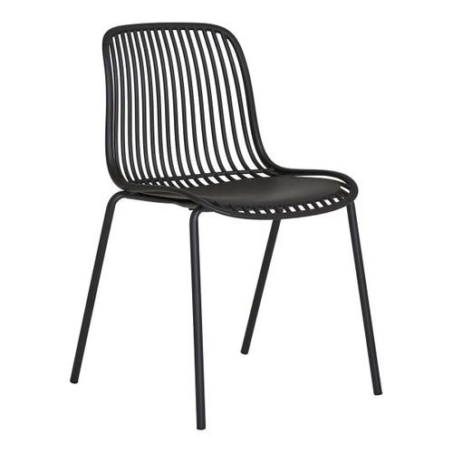 Lot De 4 Chaises De Jardin En Polypropylène Laqué Noir Empilables - Tiyana