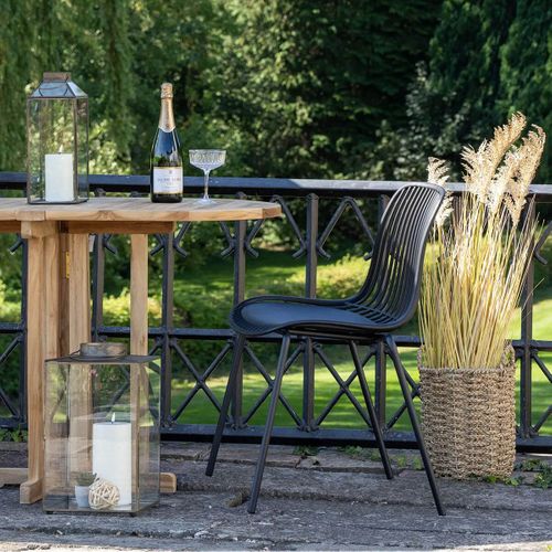 Lot De 4 Chaises De Jardin En Polypropylène Laqué Noir Empilables - Tiyana
