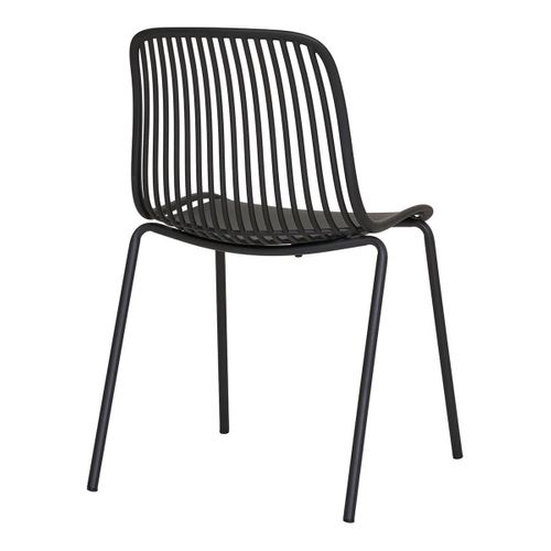 Lot De 4 Chaises De Jardin En Polypropylène Laqué Noir Empilables - Tiyana