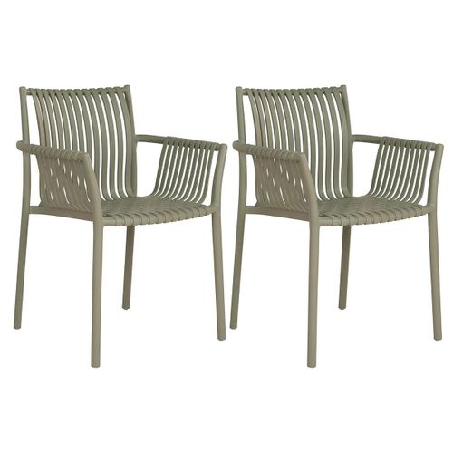 Lot De 2 Fauteuils De Table De Jardin En Polypropylène Laqué Vert - Stoly