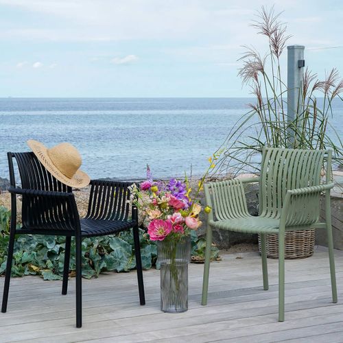 Lot De 2 Fauteuils De Table De Jardin En Polypropylène Laqué Noir - Stoly