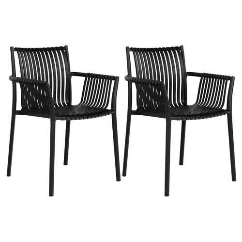 Lot De 2 Fauteuils De Table De Jardin En Polypropylène Laqué Noir - Stoly