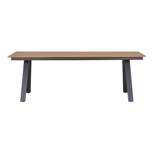 Table De Jardin Plateau En Pe Aspect Bois Naturel Pieds En Aluminium Noir - Cliff