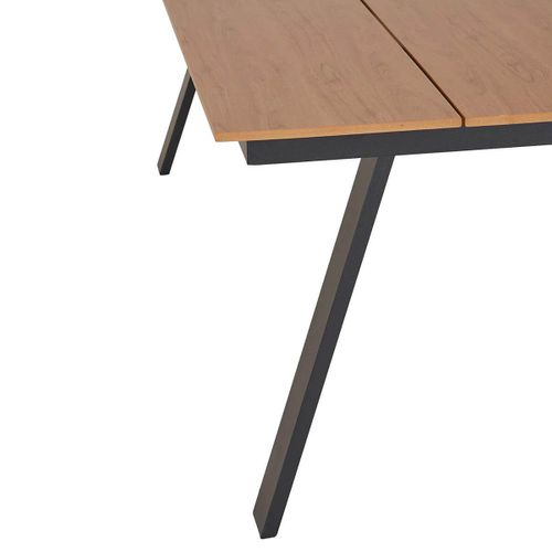Table De Jardin Plateau En Pe Aspect Bois Naturel Pieds En Aluminium Noir - Cliff