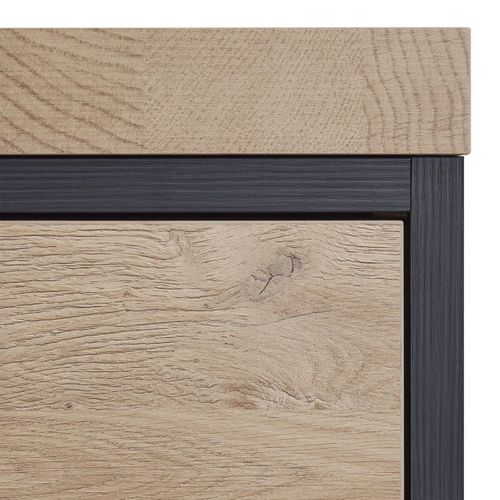 Ilôt De Cuisine Plateau 230cm Avec Rangement Aspect Bois Pieds Métal - Kaldari