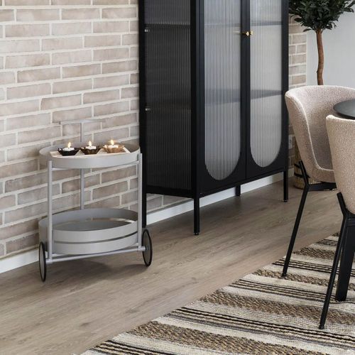 Desserte Ronde En Métal Gris Clair 2 Niveaux - Benji