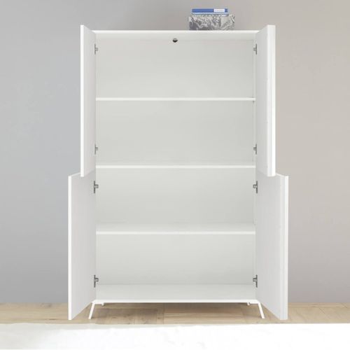 Rangement 4 Portes Laqué Blanc Pieds Métal - Kansas White