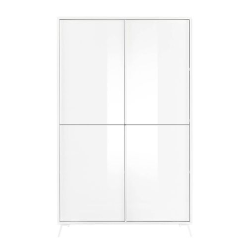 Rangement 4 Portes Laqué Blanc Pieds Métal - Kansas White