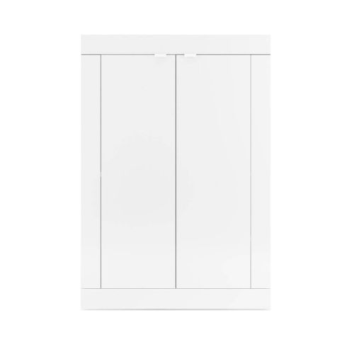 Meuble D'entrée 2 Portes 4 Étagères Blanc Laqué Weiss - Otello
