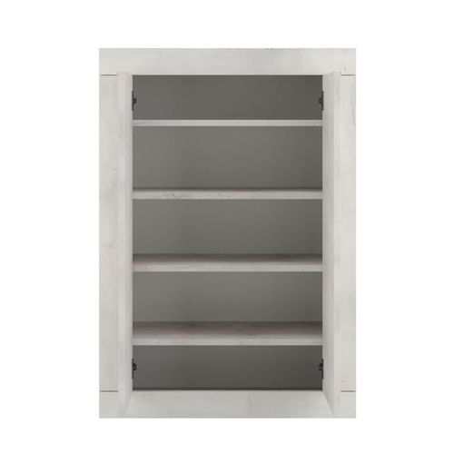 Meuble D'entrée 2 Portes 4 Étagères Aspect Bois Blanchi - Rovica