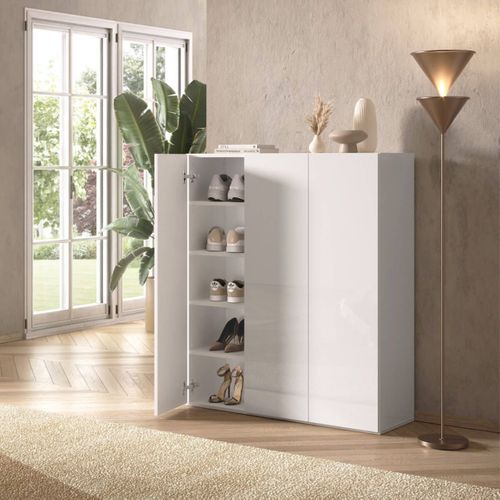 Meuble à Chaussures 3 Portes 8 Étagères Laqué Blanc - Maheline