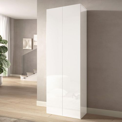 Armoire à Chaussures 2 Portes 6 Étagères Laqué Blanc - Maheline