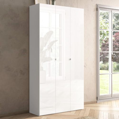 Armoire à Chaussures 3 Portes 12 Étagères Laqué Blanc - Maheline