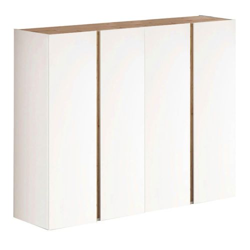 Meuble à Chaussures 4 Portes Blanc Et Aspect Bois Finition Cadiz - Kader