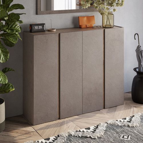 Meuble à Chaussures 4 Portes Brun Et Aspect Bois Finition Mercure - Kader