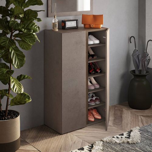 Meuble à Chaussures 2 Portes Brun Et Aspect Bois Finition Mercure - Kader