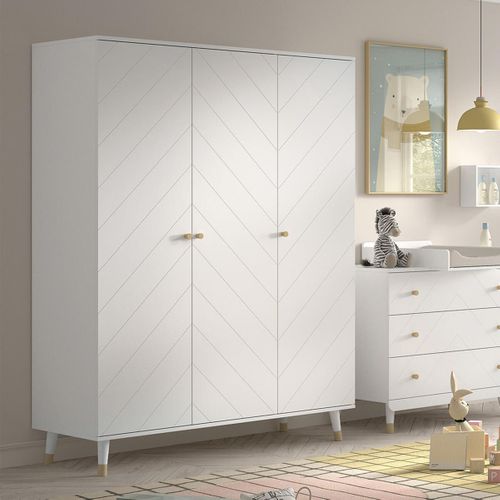 Armoire 3 Portes Blanche Motif Graphique - Tiny White